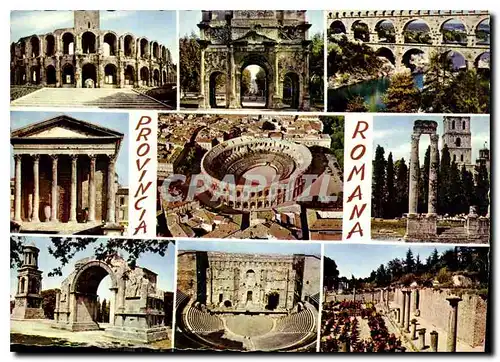 Moderne Karte Provincia Romana arenes d'Arles arc de Thiomphe d'Orange pont du Gard Maison Carree de Nimes Are