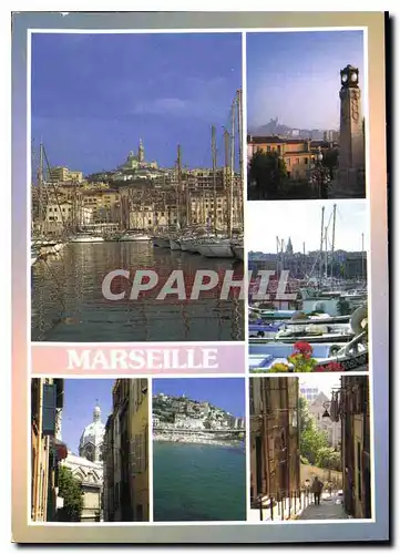 Cartes postales moderne Images de France Bouches du Rhone Marseille le port et Notre Dame de la Garde Plage et vieilles