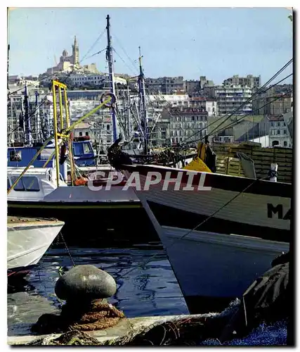 Moderne Karte Reflets de Provence Marseille B du R le Vieux Port et Notre Dame de la Garde Bateaux