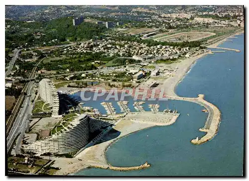 Cartes postales moderne Cote d'Azur Villeneuve Loubert Plage vue aerienne Marine Baie des Anges et son port La plage