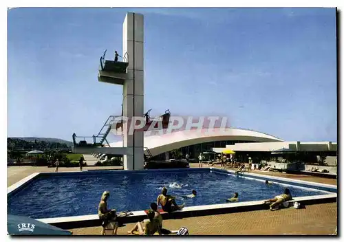 Moderne Karte Deauville Plage fleurie Le Plongeoir de la piscine clympique