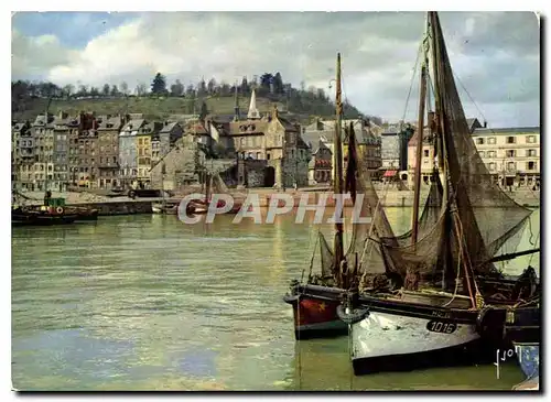 Moderne Karte Couleurs et lumiere de France la luxiriante Normadie Honfleur Calvados le port et les quais Beau