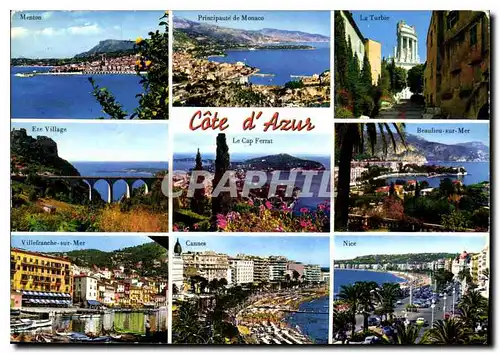 Cartes postales moderne La Cote d'Azur Menton Principaute de Monaco La Turbie Eze Village Le Cap Ferrat Beaulieu sur Mer