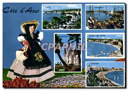 Cartes postales moderne Souvenir de la Cote d'Azur Poupee Nice Antibes Juan les Pins Monte-Carlo Cannes