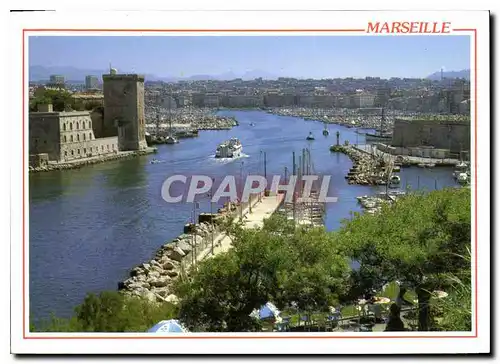 Moderne Karte Marseille Bouches du Rhone vue du Jardin du Pharo la Passe et le Fort St Jean