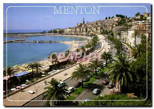 Moderne Karte La Cote d'Azur Menton Perie de France Porte de France au fond la Vieille ville