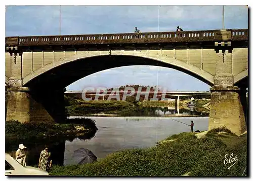 Moderne Karte Dax Landes Vue de l'ancien pont vers le nouveau pont sur l'Adour