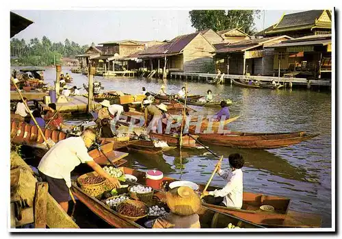 Moderne Karte The unique and colorful floating market of Thailand