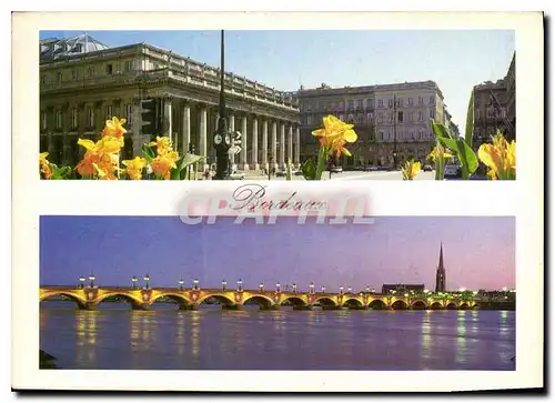 Cartes postales moderne Bordeaux le grand theatre et le pont de Pierre