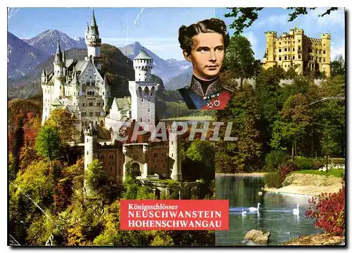 Moderne Karte Konigsschlosser Neuschwanstein und Hohenschwangau Bayerische Alpes Chateaux royales de Neuschwan