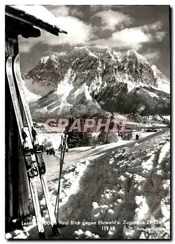 Moderne Karte Lerm Tirol Blick gegen Ehrwalr u Zugspitze Ski