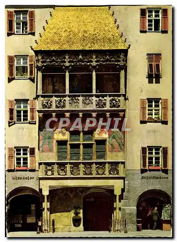 Moderne Karte Alpenstadt Innsbruck Tirol Balcone d'oro