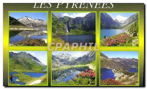Moderne Karte Les Pyrenees lac d'Aumar lac d'Oo lac de Gaube lac d'Oredon et de Cap de Long Etangs de Beys Les