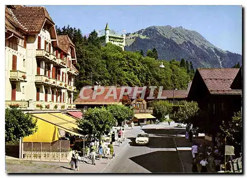 Moderne Karte Gastaad mit Wasserngrat Hotel National und Palace Hotel