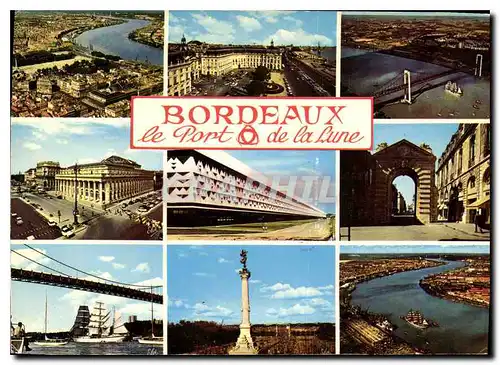 Cartes postales moderne Bordeaux le Port de la Lune le Port Place de la Bourse le Pont d'Aquitaine le Grand Theatre le H
