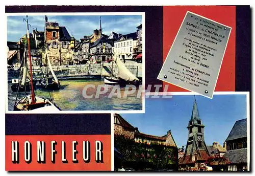 Cartes postales moderne Normandie France Honfleur la Lieutenance et la place Hamelin la plaque a la memoire de Samuel Ch