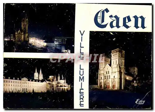 Cartes postales moderne Caen Calvados L'Eglise Saint Pierre L'Abbaye aux hommes et Hotel de Ville L'Eglise de la Trinite