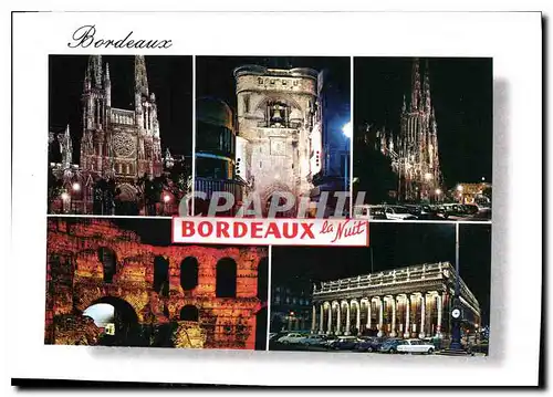 Moderne Karte Bordeaux Gironde de gauche a droite la Cathedrale la Grosse Cloche au front l'Hotel de Ville les