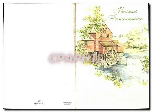 Cartes postales moderne Heureux Anniversaire  Moulin a eau