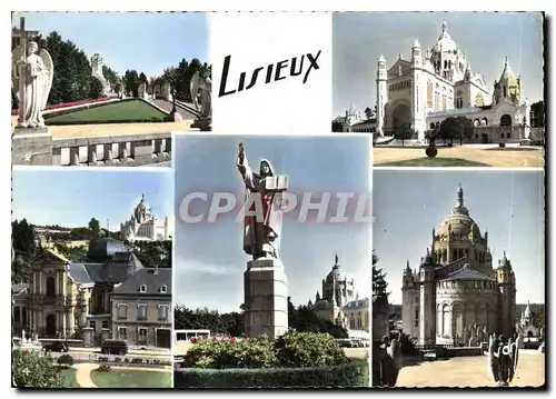 Cartes postales moderne Lisieux Calvados Statue de ste Therese le Chemin de Croix la Basilique le Cosmel et la Basilique