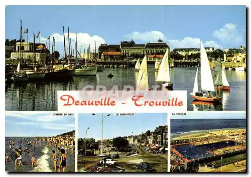 Moderne Karte Deauville Trouville Bateaux