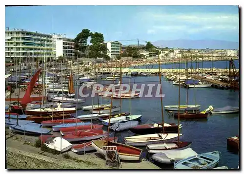 Moderne Karte La Cote d'Azur Antibes Le Petit Port de la Salis et la Plage Bateaux Biere