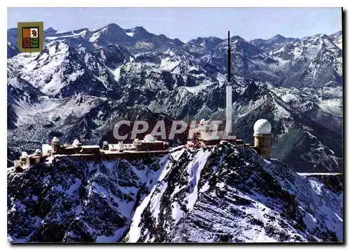 Moderne Karte Hautes Pyrenees Pic du Midi de Bigorre L'observatoire et la tour de television