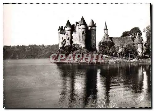 Moderne Karte Bort les Orgues Le Chateau de Val dans le Lac artificiel du Barrage