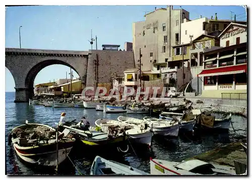 Moderne Karte Marseille Promenade de la Corniche Vallon des Auffes Bateaux de peche