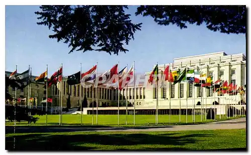 Moderne Karte Geneve Palais des Nations Cour d'Honneur et drapeaux des Etats membres