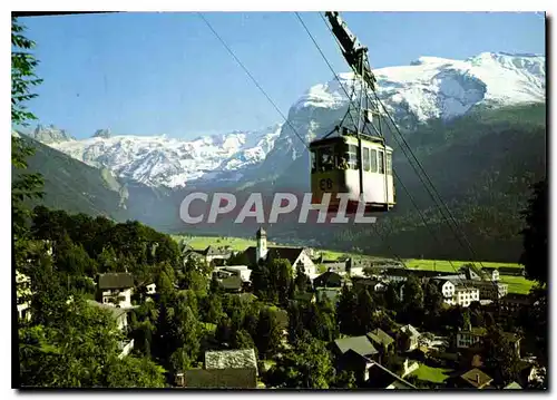 Moderne Karte Sommer und Winterkurort mit Luftseilbahn Brunni Teleferique