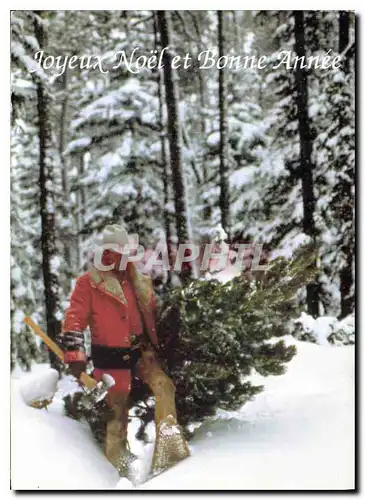 Moderne Karte Joyeux Noel et Bonne Annee Bucheron