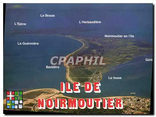 Moderne Karte Ile de Noirmoutier L'Epine La Bosse L'Herbaudiere Noirmoutier Gois La Fosse Barbatre la Guerinie