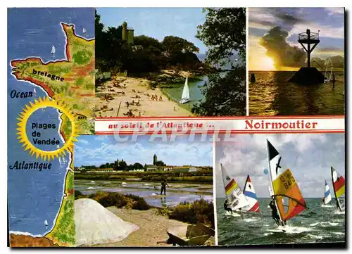 Moderne Karte La Vendee Touristique Ile de Noirmoutier Planche a voile