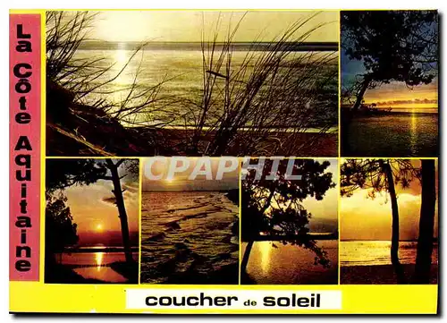 Moderne Karte La Cote Aquitaine Coucher de Soleil