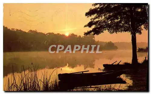 Moderne Karte Visage des Landes Matin d'Automme sur l'Etang d'Uza