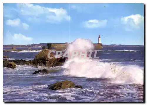 Moderne Karte Les Sables d'Olonne La jetee et les roches par gros temps