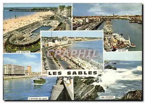 Cartes postales moderne Les Sables d'Olonne L'entree du port La piscine Le port Les rochers