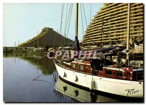 Moderne Karte La Cote d'Azur Inoubliable Villeneuve Loubet Marina Baie des Anges Bateaux