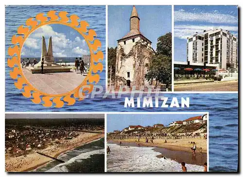 Moderne Karte Mimizan Vue generale de la Plage