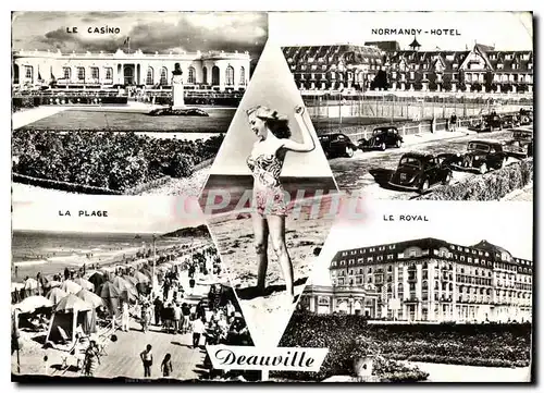 Cartes postales moderne Deauville Pin Up Le casino Normandy Hotel La plage Le Royal automobile