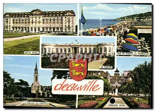 Cartes postales moderne Deauville Plage Fleurie Royal Hotel Bar du soleil La promenade L'eglise St augustin Normandy  Ho