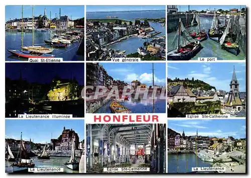 Cartes postales moderne La Cote Fleurie Honfleur Calvados Quai St Etienne Vue generale Le port Bateaux de peche Lieutena