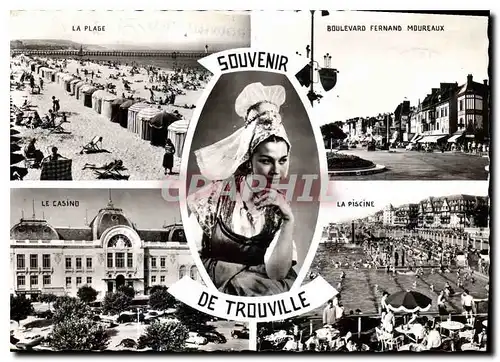 Cartes postales moderne Souvenir de Trouville La plage Boulevard Fernand Moureaux Le casino La piscine