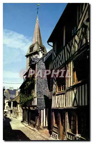 Moderne Karte La Cote Fleurie Honfleur Calvados Vieille rue et Clocher de l'Eglise Sainte Catherine