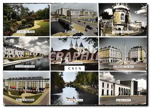 Cartes postales moderne Caen  Le Jardins des Plantes Pont Churchill Tour des Gens d'armes Promenades de Sevigne Place de