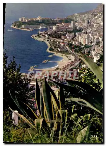 Moderne Karte Principaute de Monaco Vue panoramique de la plage du Larvotto