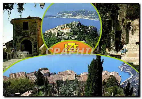 Moderne Karte Eze Village Alpes Maritimes Vue des toits Entree du Village Vue generale