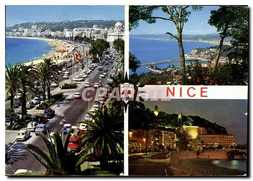 Cartes postales moderne Nice Cote d'Azur la Promenade des Anglais la Baie des Anges le Chateau la nuit