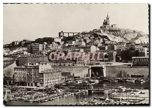 Moderne Karte Marseille Bassin du Carenage au fond Notre Dame de la Garde